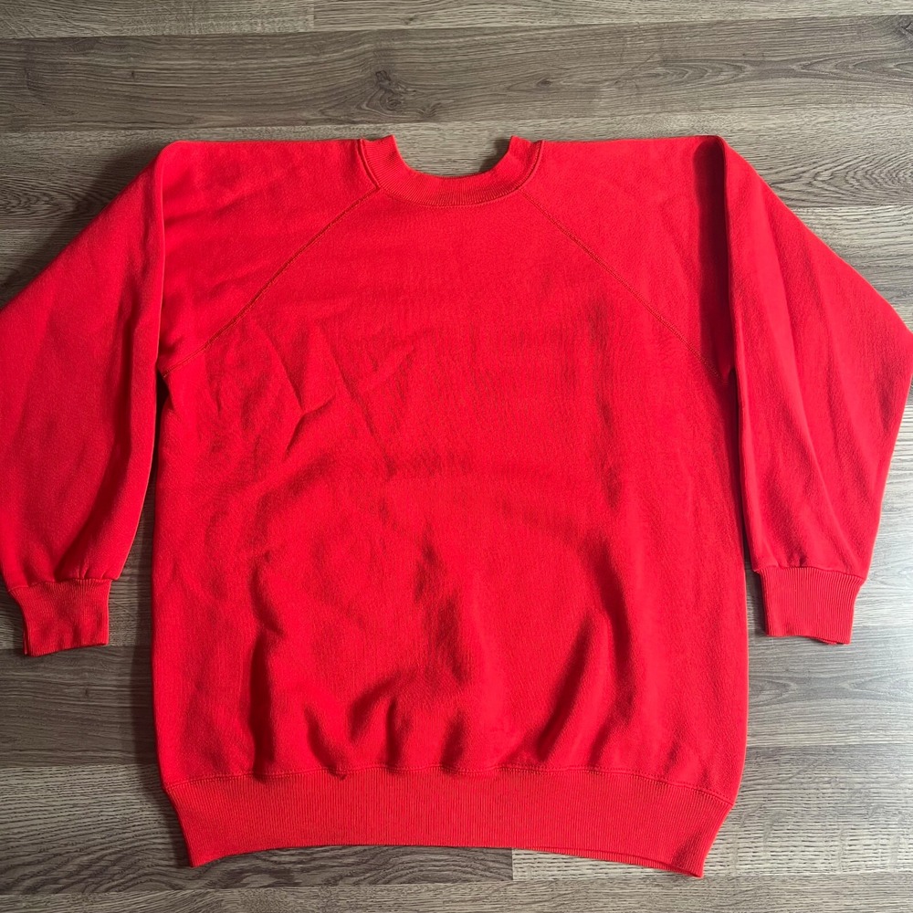 VTG Raglan Sweatshirt Womans Large Hanes Red 1990s Blank Her Way‎ Made in USA